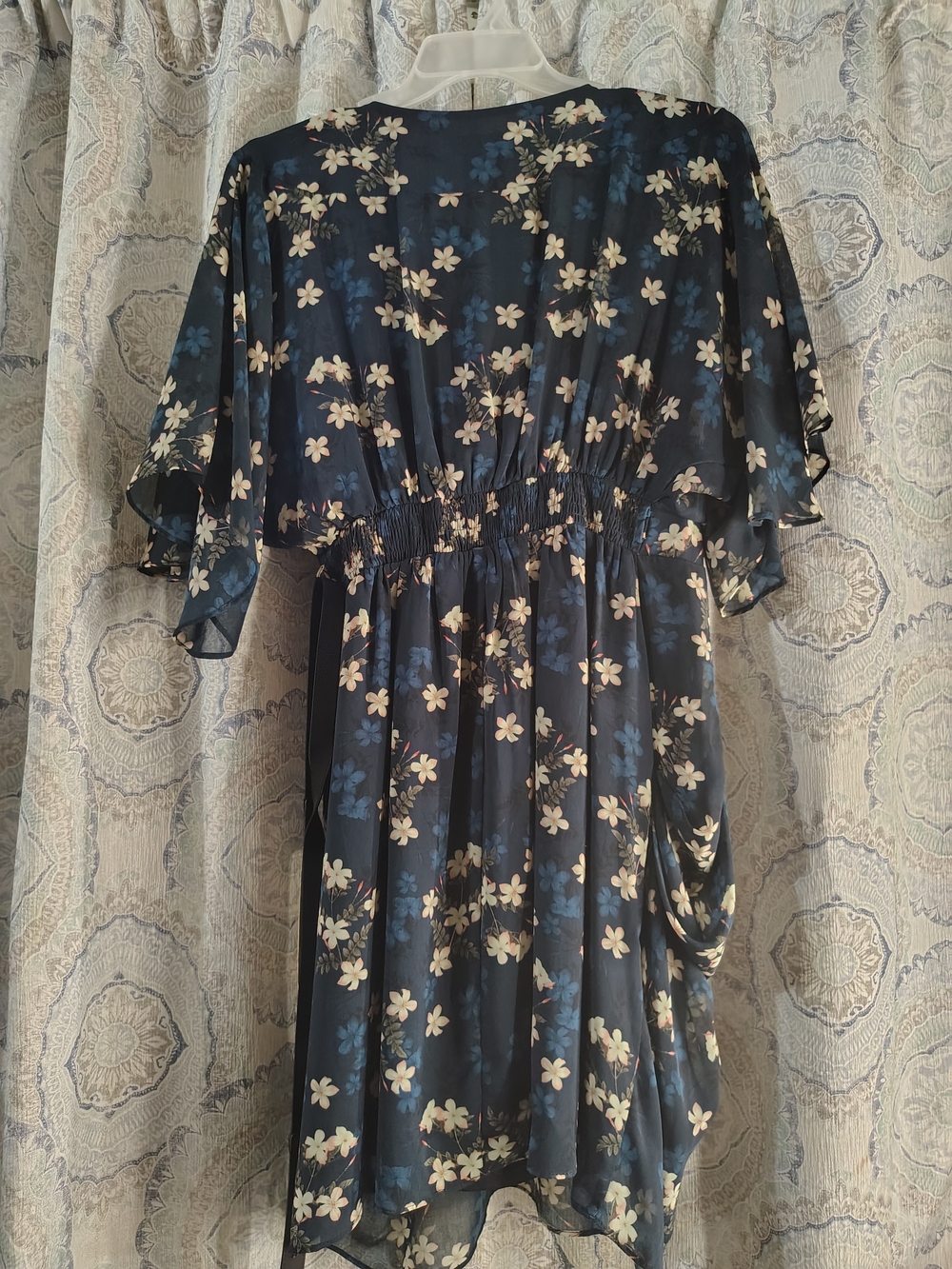 City Chic Navy Floral Wrap Mini Dress - Picture 3 of 3